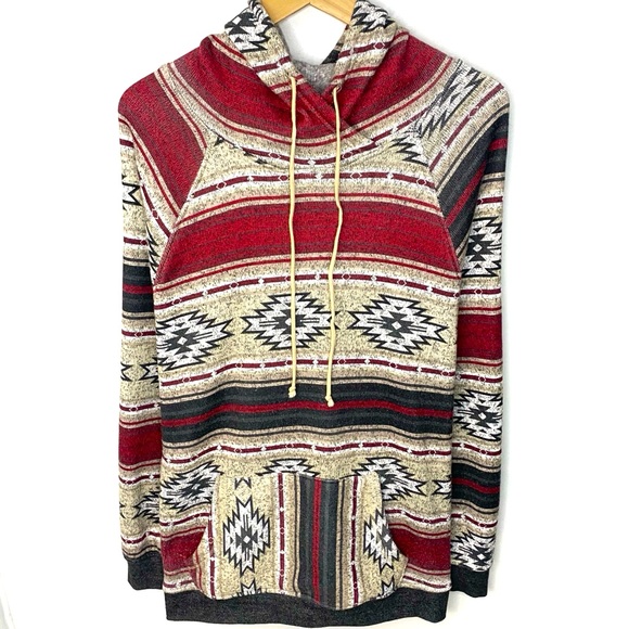 Brooklyn Cloth Other - Trademark Brooklyn Cloth MFG Co All Over Print Aztec Oversized Hoodie Sweatshirt